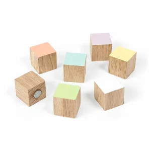 Träkubmagneter, 7-pack - kylskåpsmagneter