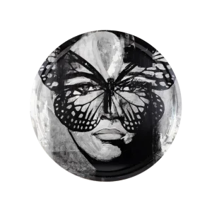Bricka 46 cm Golden Butterfly B&W
