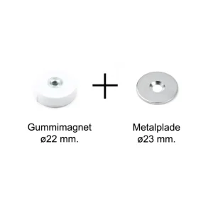 Dörrstopp-set vit gummimagnet + metallplåt  (S)